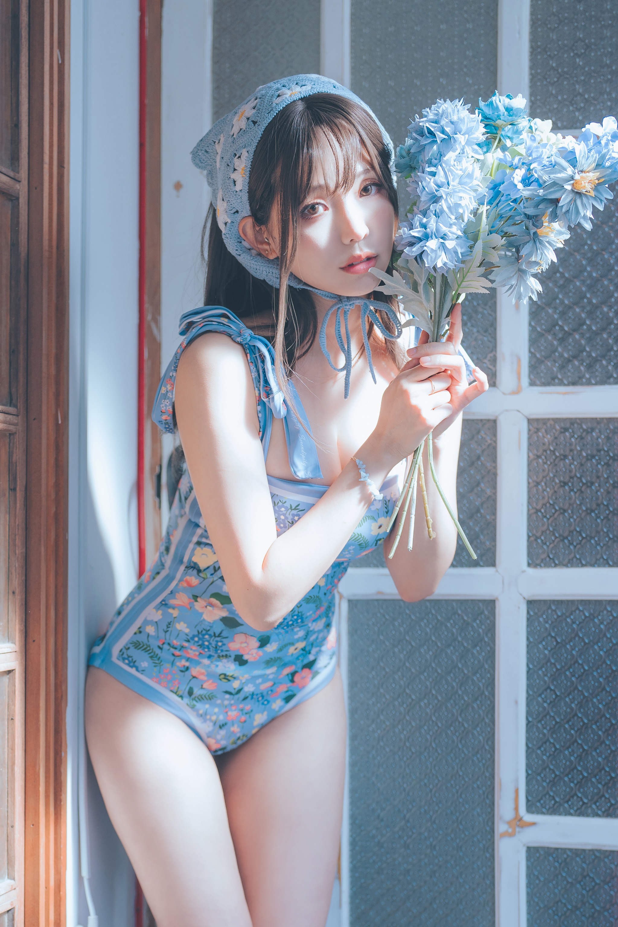 图片[1]-ElyEE子 – NO.138 23.august D-復古水藍花 Vintage Aqua Blossom[38P]-XikXak